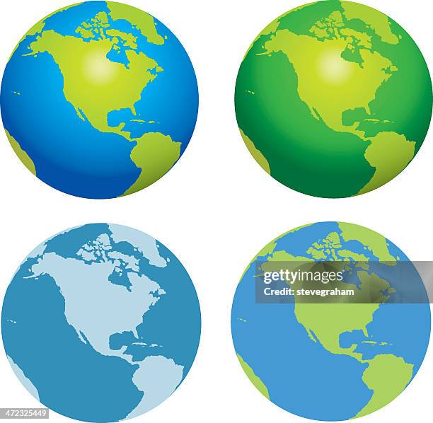 globes of the earth collection - north america satellite stock illustrations