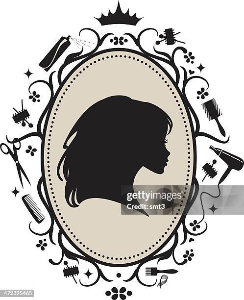 ilustrações, clipart, desenhos animados e ícones de cameo com ícones de beleza - coroa enfeite para cabeça