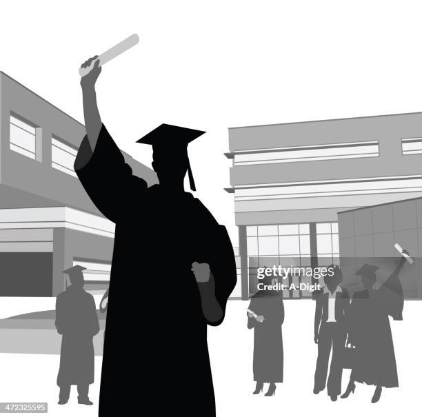 college graduate - high school building exterior stock illustrations