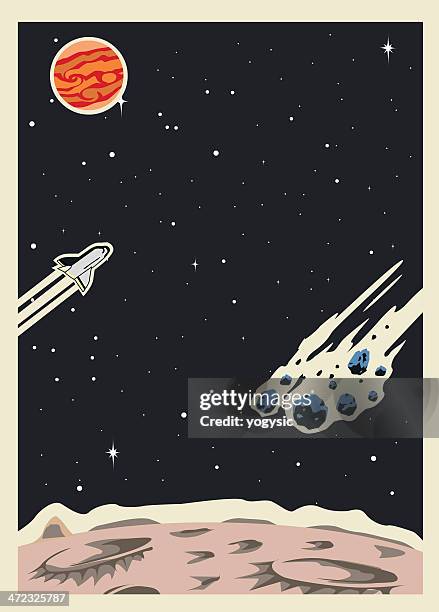 retro space poster template - meteorite stock illustrations