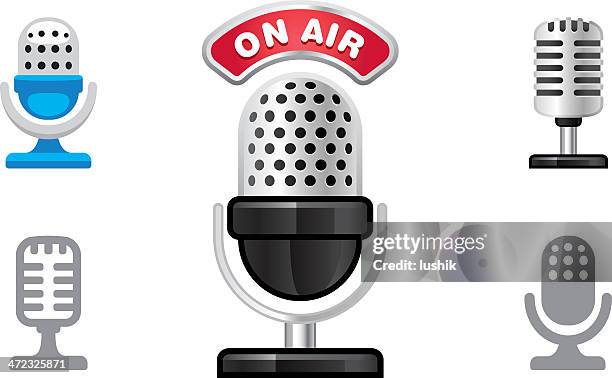 microphone icons - microphone studio stock illustrations