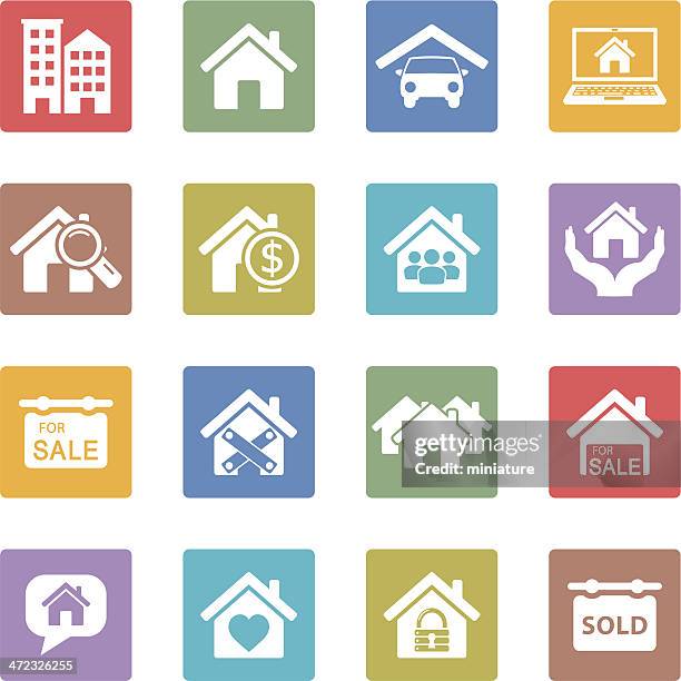 ilustraciones, imágenes clip art, dibujos animados e iconos de stock de íconos de inmobiliaria - roofing-clip-art