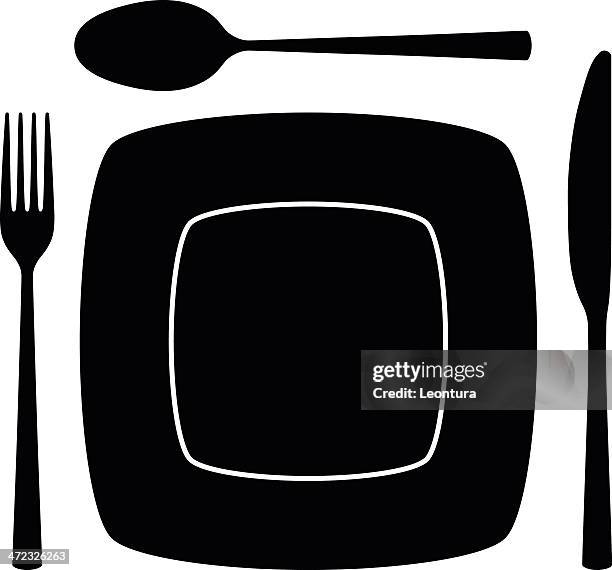 cutlery - place setting isolated stock illustrations