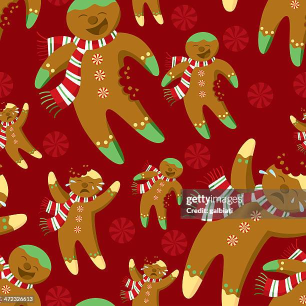 seamless gingerbread cookies - cookie bite stock illustrations