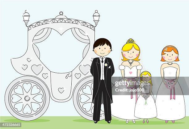 wedding scene - bridesmaid stock illustrations