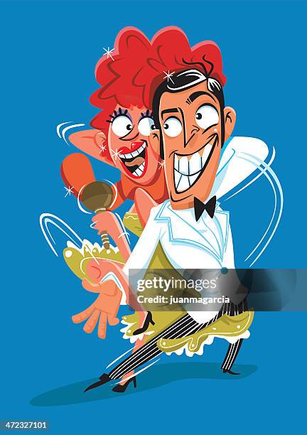 stockillustraties, clipart, cartoons en iconen met mature couple dancing - salsa dancing