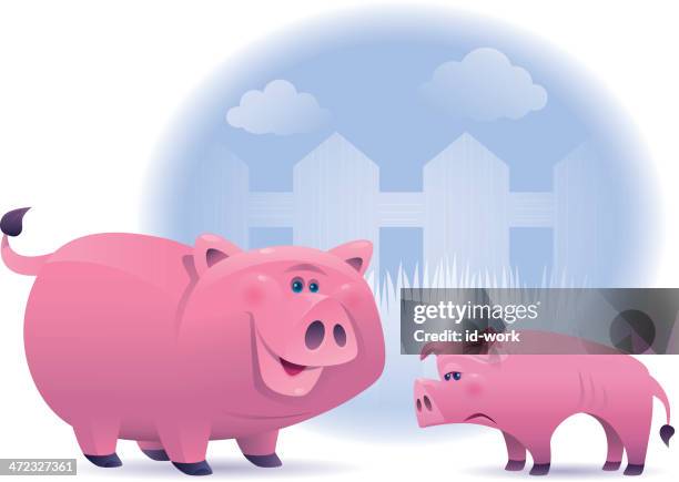 breite und dünne schweinen - statur stock-grafiken, -clipart, -cartoons und -symbole