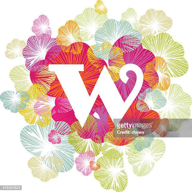 w letter alphabet initial uppercase floral - w 2013 stock illustrations