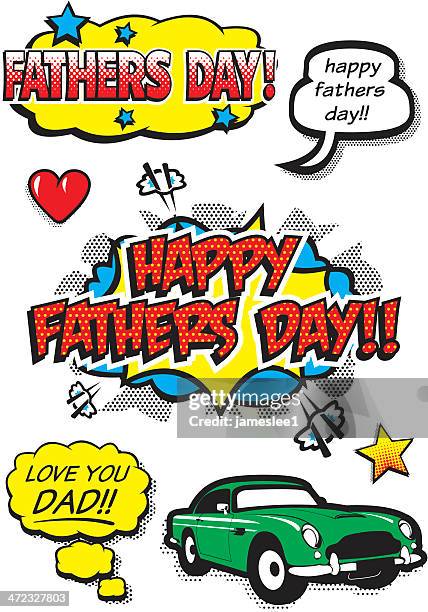 pop art fathers day elements - comic book text stock illustrations