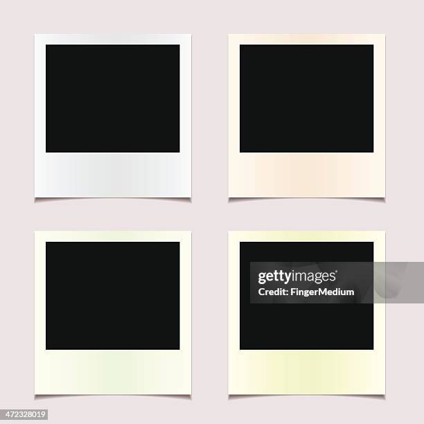 four undeveloped polaroid photos - image montage stock illustrations