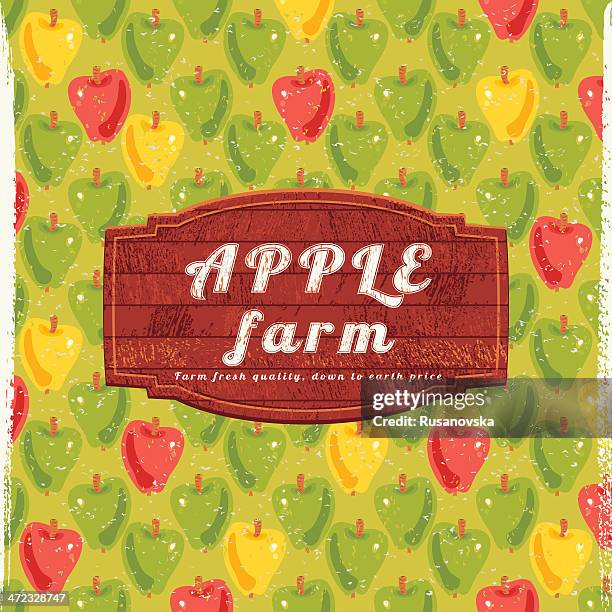 apple farm sign - apple orchard stock illustrations