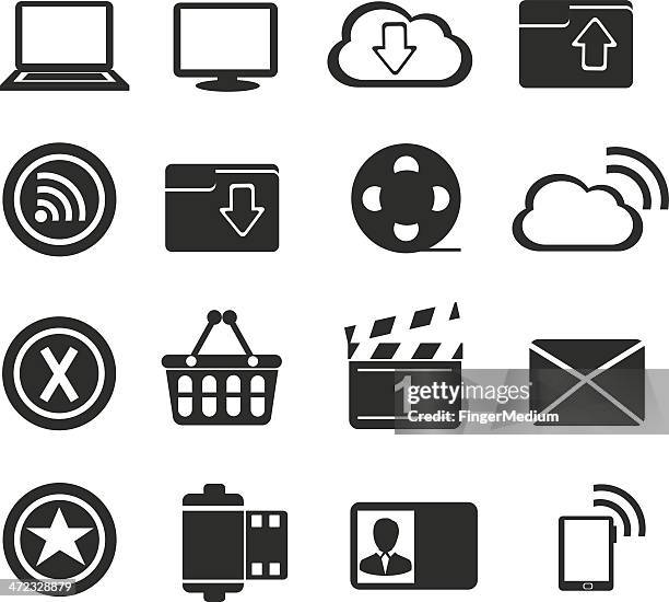 web and internet icon set - laptop close up stock illustrations