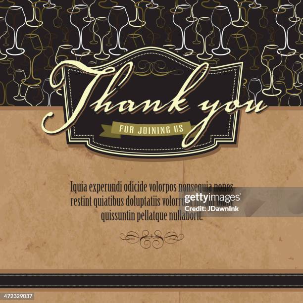 thank you greeting card template - wine label stock illustrations