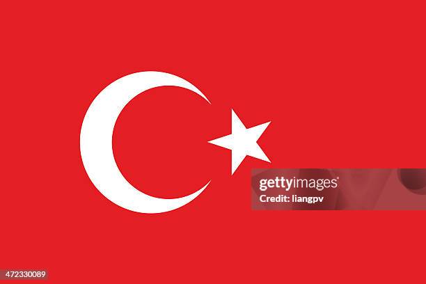 stockillustraties, clipart, cartoons en iconen met red flag of turkey with white symbol - turkey