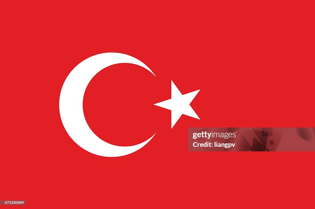 Red flag of turkey with white symbol