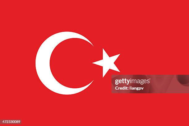 red flag of turkey with white symbol - turkish flag stock illustrations