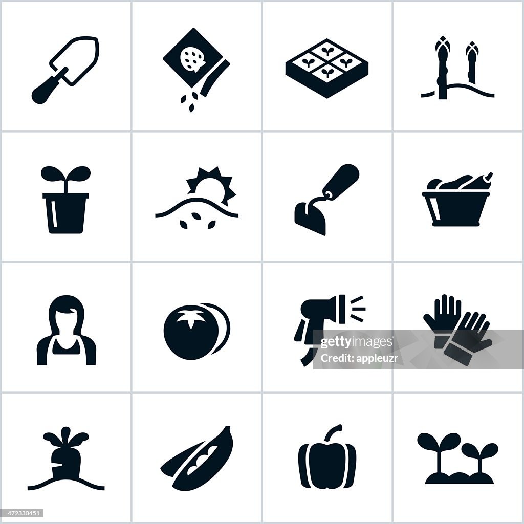 Black Vegetable Garden Icons