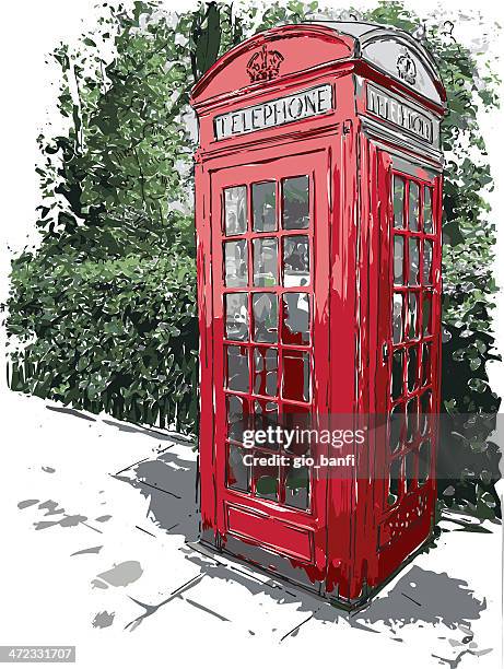 london phone booth - london street stock illustrations