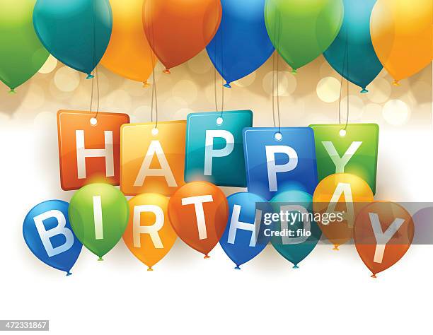 happy birthday! - balloon letters stock illustrations