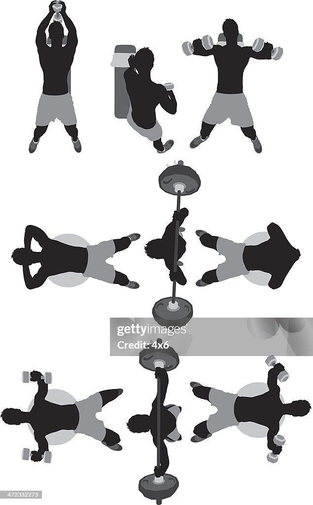 Above view of a muscular man exercising