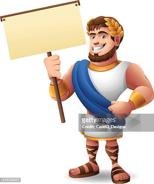roman emperor: holding sign - tooga stock-grafiken, -clipart, -cartoons und -symbole
