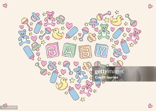 baby items creating heart shape. - baby shower 幅插畫檔、美工圖案、卡通及圖標