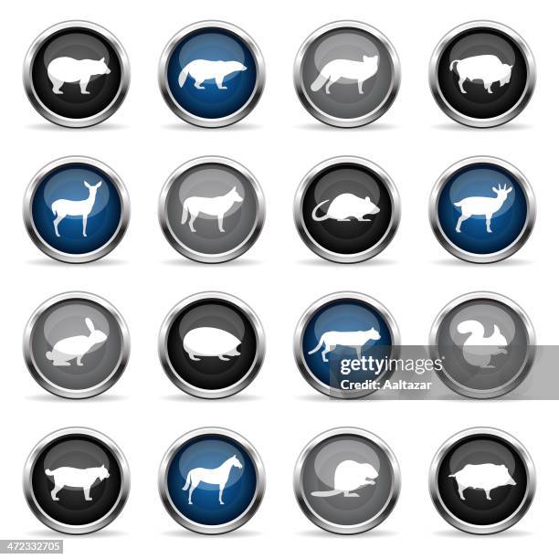supergloss icons - wild animals - wolverine weasel family stock illustrations