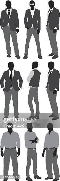 men standing in different poses - jacket stock illustrations