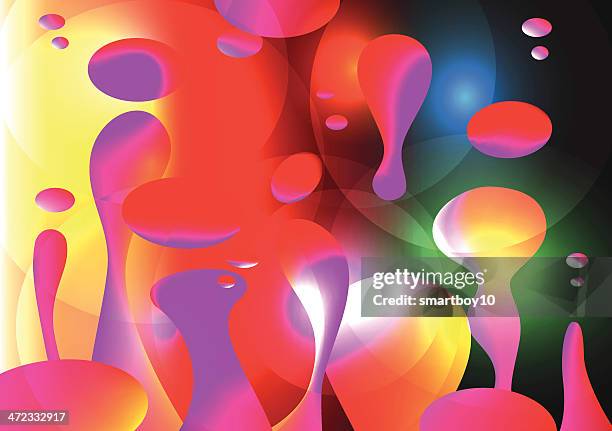 multi colour lava lamp background - floating liquid blobs stock illustrations