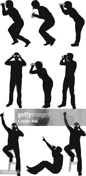 people using binoculars - binoculars illustration stock illustrations
