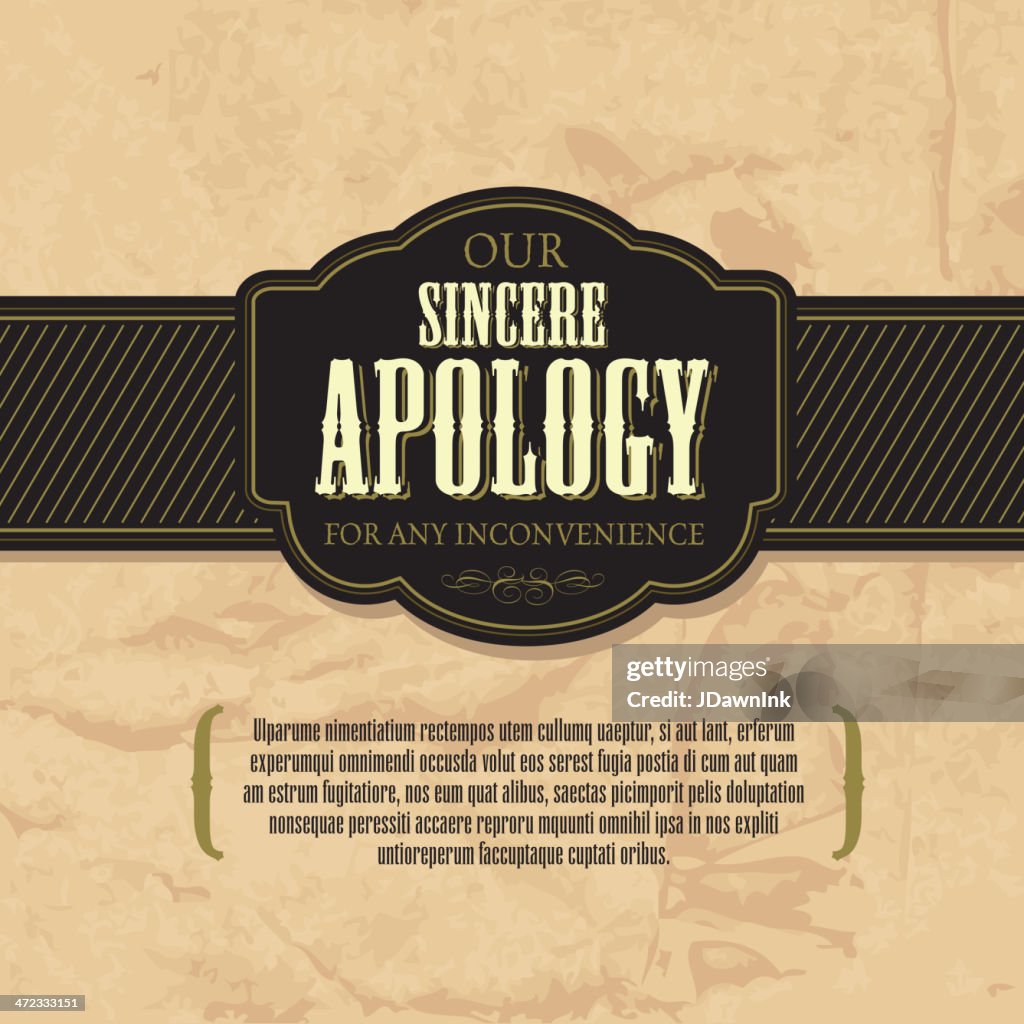 Sincere Apology Greeting Card Design Template High-Res Vector Graphic