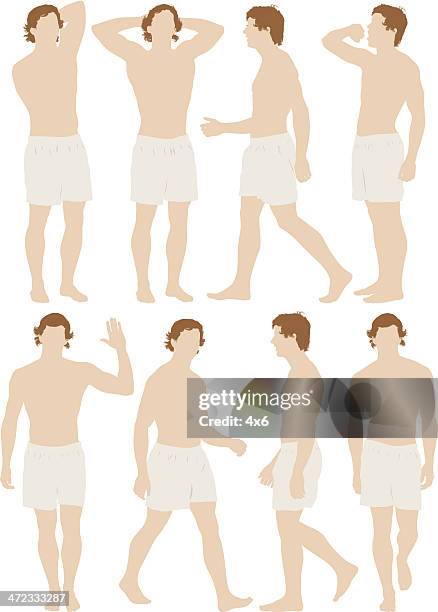 man in underwear - barefoot stock illustrations
