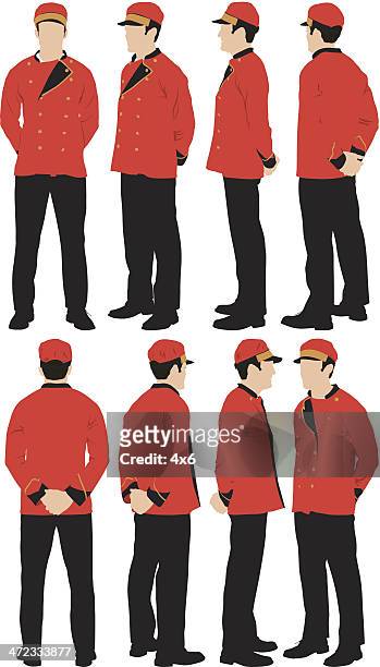 personal valet - hands behind back stock illustrations