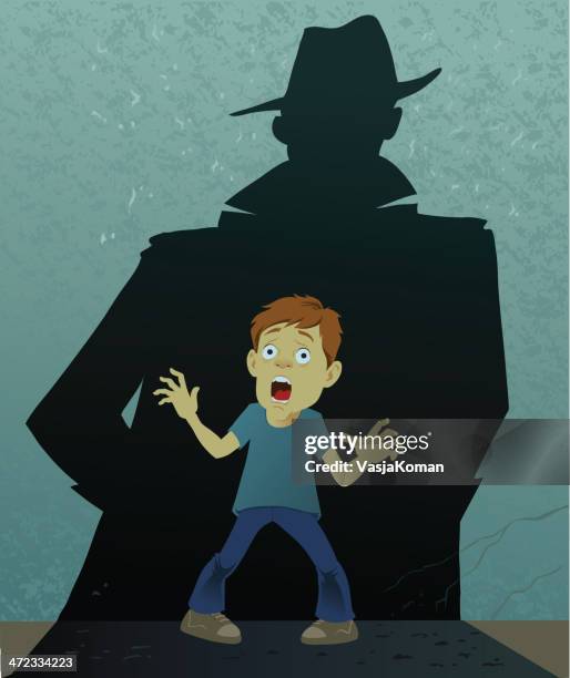 the shadow of fear - terrified stock illustrations