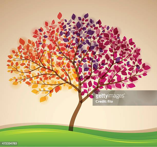 farbe tree - rolling landscape stock-grafiken, -clipart, -cartoons und -symbole