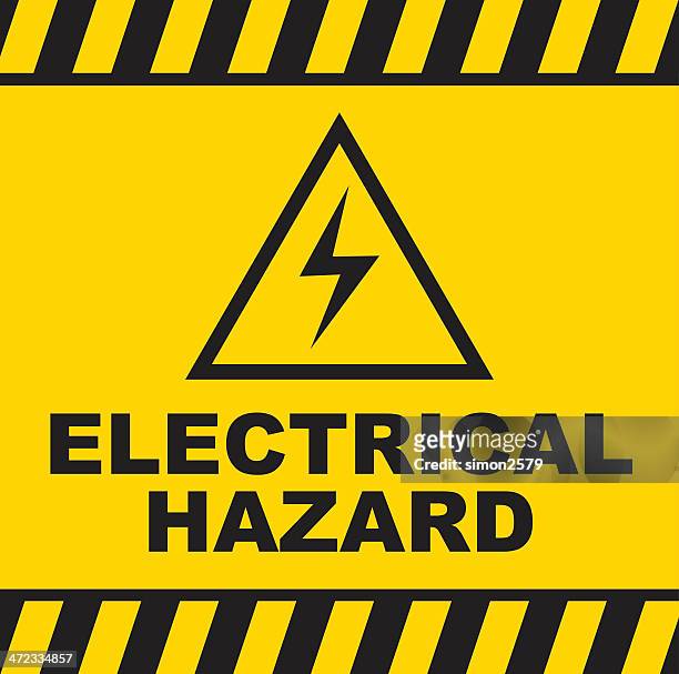 ilustraciones, imágenes clip art, dibujos animados e iconos de stock de señal de advertencia de peligro eléctrico - alto voltaje