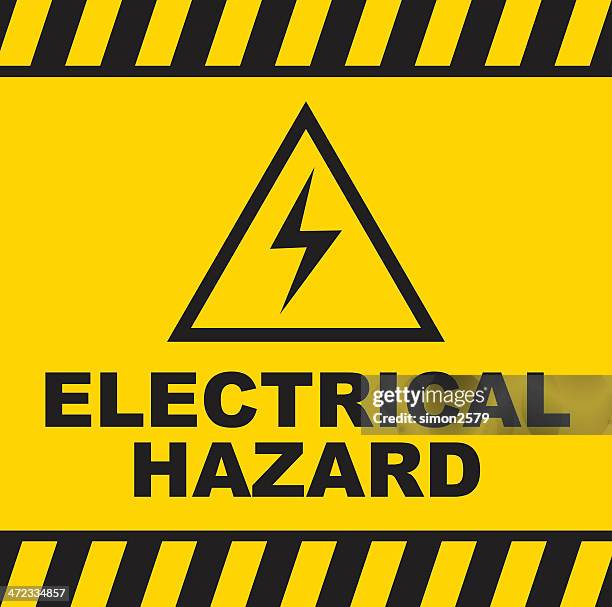 electrical hazard warning sign - warning symbol stock illustrations