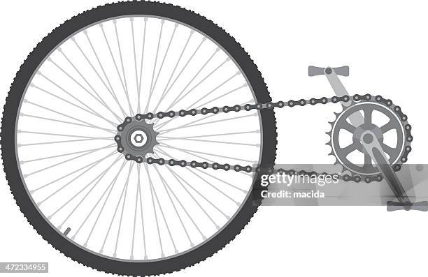 fahrradkette übertragung - kettenwechsler stock-grafiken, -clipart, -cartoons und -symbole