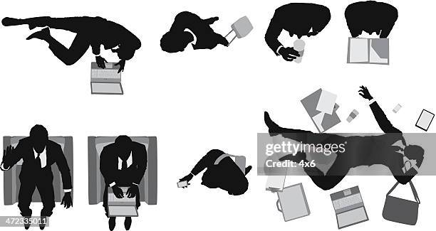 above view of a businessman in different poses - lying down stock illustrations