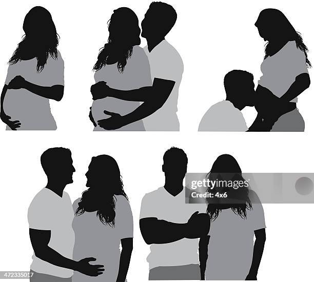 stockillustraties, clipart, cartoons en iconen met silhouette of man with his pregnant wife - levensgebeurtenissen