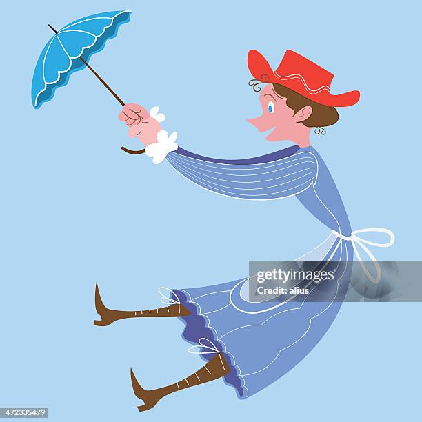 lady with umbrella - nanny stock illustrations