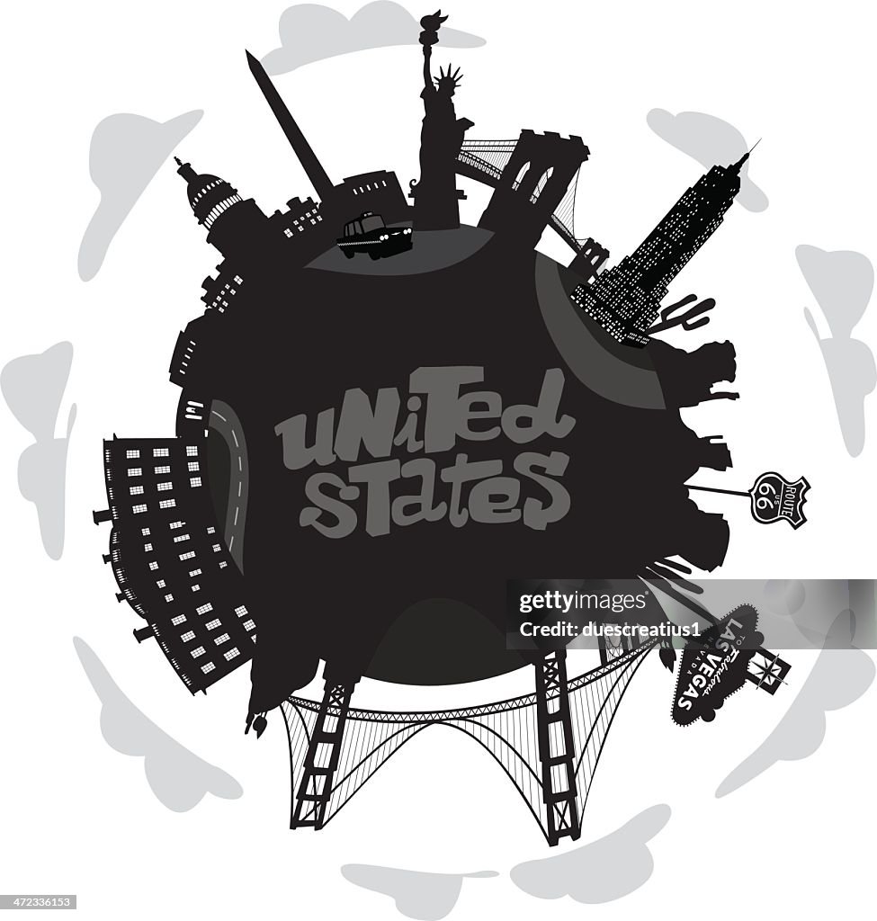 United States Welt mit bedeutende Gebäude