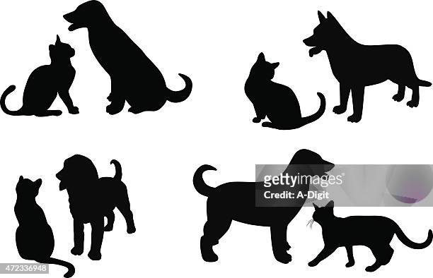 cat and dog - cat sticking out tongue stock illustrations