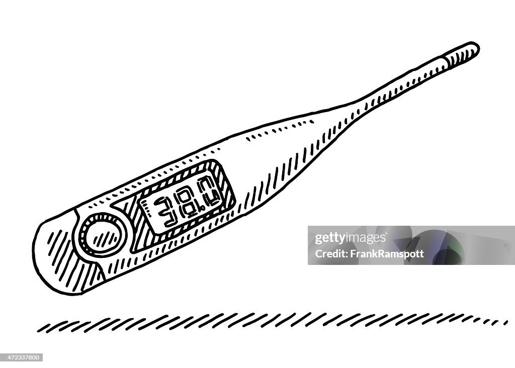 Clinical Thermometer Fever Measurement Drawing High-Res Vector Graphic ...
