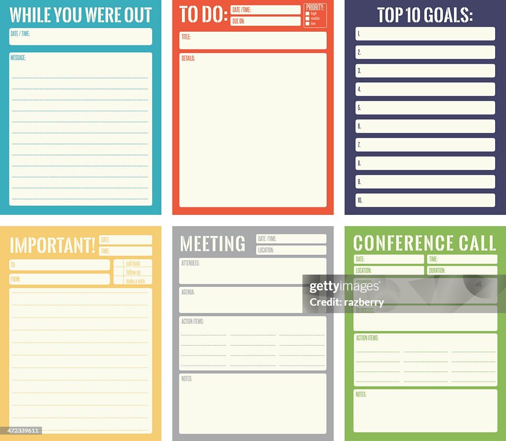 Note Card Visual Template Office Note Card Templates High-Res Vector Graphic - Getty Images