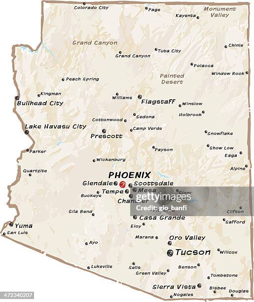 map of arizona - chandler arizona stock illustrations