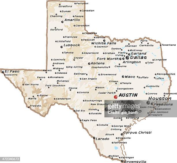 map of texas - gulf coast states stock illustrations