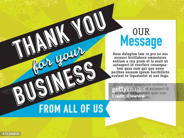 colorful textured retro thank you for your business - thank you note stock illustrations