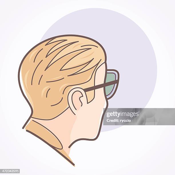 man with glasses - round eyeglasses clip art stock illustrations