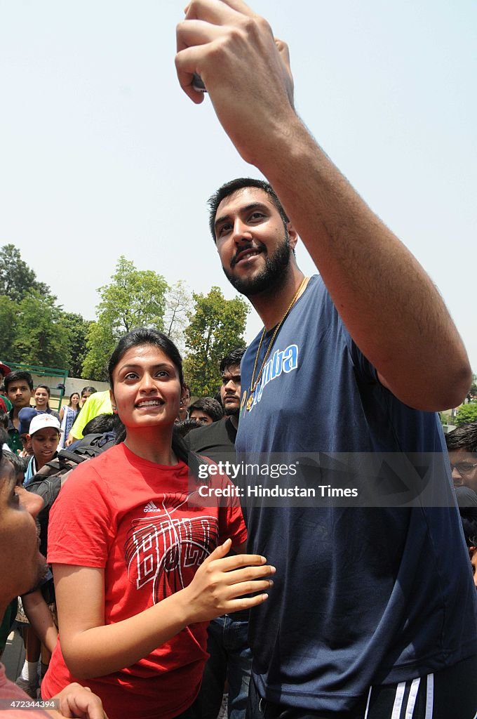 Canadian Basketball Player Sim Bhullar Visits India